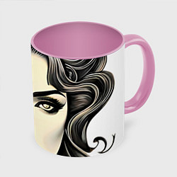 Кружка 3D Красивая женщина, цвет: 3D-белый + розовый