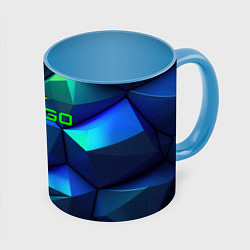 Кружка 3D CSGO blue green gradient, цвет: 3D-белый + небесно-голубой