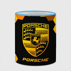Кружка 3D Porsche - gold gradient, цвет: 3D-небесно-голубой кант — фото 2