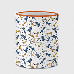 Кружка 3D Синие и желтые шахматные фигуры на белом фоне, цвет: 3D-оранжевый кант — фото 2