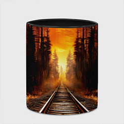 Кружка 3D Железная дорога на закате, цвет: 3D-белый + черный — фото 2