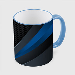 Кружка 3D Фольцваген - синяя броня, цвет: 3D-небесно-голубой кант