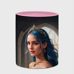 Кружка 3D Девушка принцесса с синими волосами, цвет: 3D-белый + розовый — фото 2
