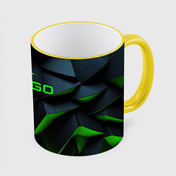 Кружка 3D CSGO green texture logo, цвет: 3D-желтый кант