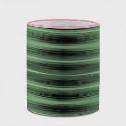 Кружка 3D Зеленый полосатый градиент, цвет: 3D-розовый кант — фото 2