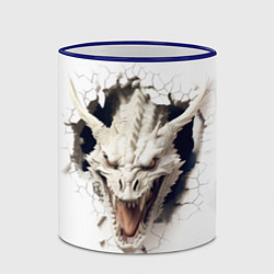 Кружка 3D Белый дракон выглядывает из стены, цвет: 3D-синий кант — фото 2