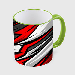 Кружка 3D Kawasaki - red uniform, цвет: 3D-светло-зеленый кант