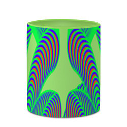 Кружка 3D Сине-зеленые изгибы, цвет: 3D-белый + светло-зеленый — фото 2