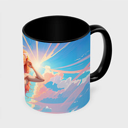 Кружка цветная Рыжая девушка в купальнике