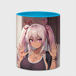 Кружка 3D Милая аниме блондинка, цвет: 3D-белый + небесно-голубой — фото 2