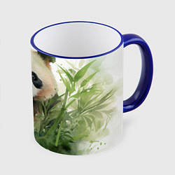 Кружка 3D Панда акварель, цвет: 3D-синий кант