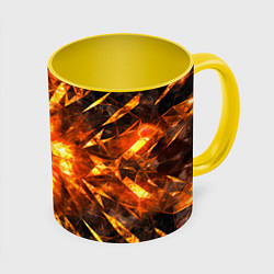 Кружка 3D Fire abstract, цвет: 3D-белый + желтый