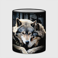 Кружка 3D Волки - молодая семья, цвет: 3D-черный кант — фото 2