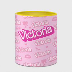 Кружка 3D Виктория - паттерн Барби розовый, цвет: 3D-белый + желтый — фото 2