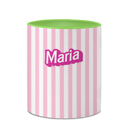 Кружка 3D Имя Мария в стиле Барби: розовая полоска, цвет: 3D-белый + светло-зеленый — фото 2
