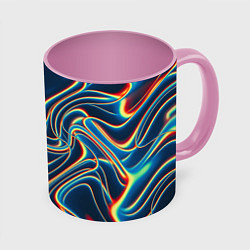 Кружка 3D Abstract waves, цвет: 3D-белый + розовый