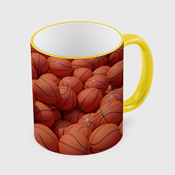 Кружка 3D Узор с баскетбольными мячами, цвет: 3D-желтый кант