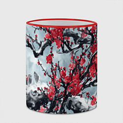 Кружка 3D Лепестки цветущей вишни - сакура, цвет: 3D-красный кант — фото 2