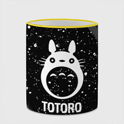 Кружка 3D Totoro glitch на темном фоне, цвет: 3D-желтый кант — фото 2
