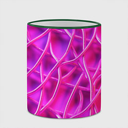 Кружка 3D Розовые абстрактные трубочки, цвет: 3D-зеленый кант — фото 2