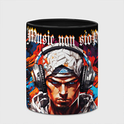 Кружка 3D Граффити парень в наушниках music non stop, цвет: 3D-белый + черный — фото 2
