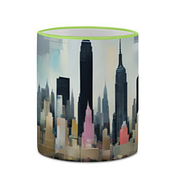 Кружка 3D Нью-Йорк холст масло - нейросеть, цвет: 3D-светло-зеленый кант — фото 2