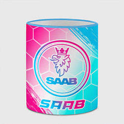 Кружка 3D Saab neon gradient style, цвет: 3D-небесно-голубой кант — фото 2