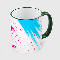 Кружка 3D No Mans Sky neon gradient style, цвет: 3D-зеленый кант