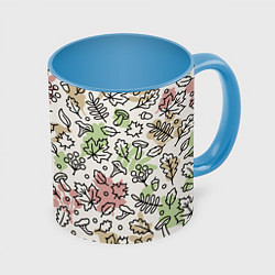 Кружка 3D Осень - бежевый, цвет: 3D-белый + небесно-голубой