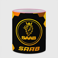 Кружка 3D Saab - gold gradient, цвет: 3D-розовый кант — фото 2