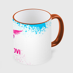 Кружка 3D Bon Jovi neon gradient style, цвет: 3D-оранжевый кант