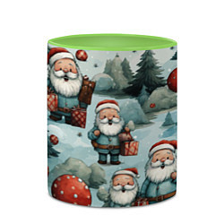 Кружка 3D Рождественский узор с Санта Клаусами, цвет: 3D-белый + светло-зеленый — фото 2