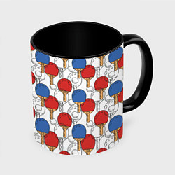 Кружка 3D Настольный теннис - ракетки, цвет: 3D-белый + черный