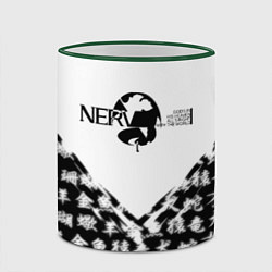 Кружка 3D Евангелион логотип Nerv anime, цвет: 3D-зеленый кант — фото 2
