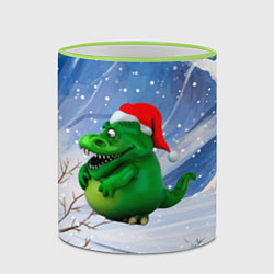 Кружка 3D Толстый дракон на снежном фоне, цвет: 3D-светло-зеленый кант — фото 2