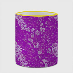Кружка 3D Белые лепестки на розовом фоне, цвет: 3D-желтый кант — фото 2