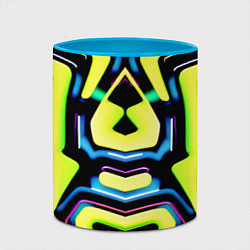 Кружка 3D Mirror abstract composition - неон, цвет: 3D-белый + небесно-голубой — фото 2
