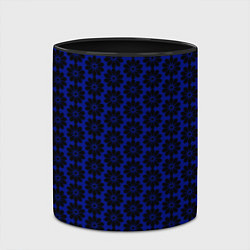 Кружка 3D Чёрно-синий паттерн стилизованные цветы, цвет: 3D-белый + черный — фото 2