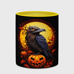 Кружка 3D Halloween - ворон и тыква, цвет: 3D-белый + желтый — фото 2