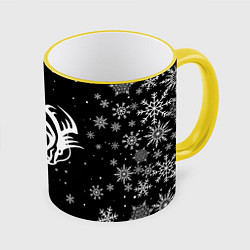 Кружка 3D Инь Янь - Драконы, цвет: 3D-желтый кант