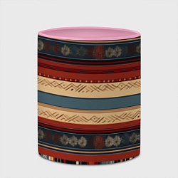 Кружка 3D Этнический принт в полоску, цвет: 3D-белый + розовый — фото 2