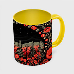 Кружка 3D Новогодняя темная ночь, цвет: 3D-белый + желтый