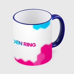 Кружка 3D Elden Ring neon gradient style по-горизонтали, цвет: 3D-синий кант