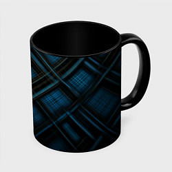 Кружка 3D Тёмно-синяя шотландская клетка, цвет: 3D-белый + черный