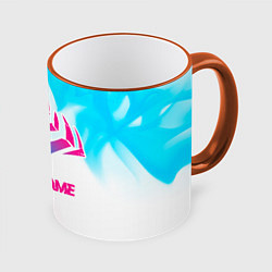 Кружка 3D Warframe neon gradient style, цвет: 3D-оранжевый кант