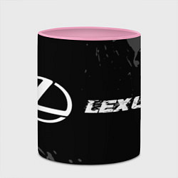 Кружка 3D Lexus speed на темном фоне со следами шин по-гориз, цвет: 3D-белый + розовый — фото 2