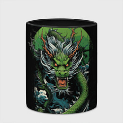 Кружка 3D Зеленый дракон символ 2024, цвет: 3D-белый + черный — фото 2