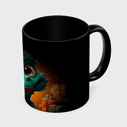 Кружка 3D Зеленый дракон, цвет: 3D-белый + черный