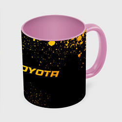 Кружка 3D Toyota - gold gradient по-горизонтали, цвет: 3D-белый + розовый