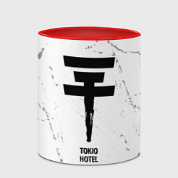 Кружка 3D Tokio Hotel glitch на светлом фоне, цвет: 3D-белый + красный — фото 2